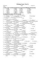 ĐỂ KIỂM TRA TIẾNG ANH LỚP 11 LẦN 2