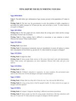TỔNG HỢP ĐỀ THI IELTS WRITING NĂM 2014