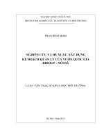 luận văn nghiên cứu và đề xuất, xây dựng kế hoạch quản lý của vườn quốc gia BIDOUP   núi bà