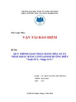 QUY TRÌNH GIAO NHẬN HÀNG HÓA XUẤT NHẬP KHẨU BẰNG CONTAINER ĐƯỜNG BIỂN “Xuất FCL- Nhập LCL”