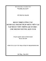Hoàn thiện công tác đánh giá thành tích nhân viên tại Tập đoàn Viễn thông Quân đội chi nhánh VIETTEL Kon Tum