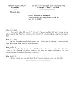 Đề thi giáo viên dạy giỏi Địa lí tỉnh Bình Định năm học 2009 – 2010.