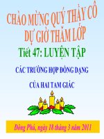 Luyện tập các trường hợp đồng dang của 2 tam giác