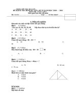 De KT giua ky 2 mon Toan lop 1 NH 10 - 11