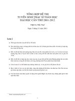 TỔNG HỢP ĐỀ THITUYỂN SINH THẠC SĨ TOÁN HỌCĐẠI HỌC CẦN THƠ 2001-2012