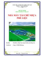 thuyết minh báo cáo đầu tư dự án nhà máy tái chế nhựa phế liệu