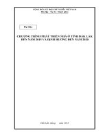 CHƯƠNG TRÌNH PHÁT TRIỂN NHÀ ở TỈNH đắk lắk đến năm 2015 và ĐỊNH HƯỚNG đến năm 2020