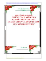 CHUYÊN ĐỀ GIÁO DỤC   NHỮNG CÁCH KIẾM TIỀN  LẠ NHẤT TRÊN THẾ GIỚI  VÀ LÀM GÌ ĐỂ VỪA ĐƯỢC ĐI CHƠI  VỪA KIẾM ĐƯỢC TIỀN?