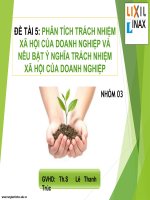 PHÂN TÍCH TRÁCH NHIỆM XÃ HỘI CỦA DOANH NGHIỆP VÀ NÊU BẬT Ý NGHĨA TRÁCH NHIỆM XÃ HỘI CỦA DOANH NGHIỆP