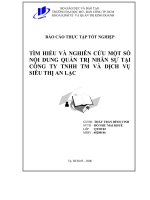 Tìm hiểu và nghiên cứu một số nội dung quản trị nhân sự tại công ty TNHH thương mại và dịch vụ siêu thị An Lạc