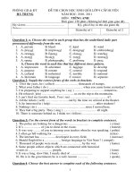 Đề thi HSG huyện Lớp 9 có đáp án hay