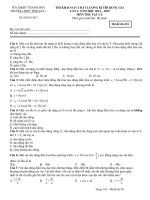 Đề thi thử Quốc gia lần 2 năm 2015 môn Vật Lý trường THPT Tĩnh Gia 1, Thanh Hóa