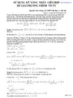 Sử dụng kĩ năng liên hợp để giải phương trình ngắn gọn