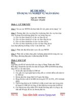 ĐỀ THI MÔN : TÍN DỤNG VÀ NGHIỆP VỤ NGÂN HÀNG