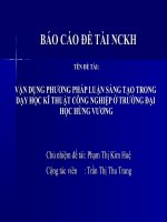 VẬN DỤNG PHƯƠNG PHÁP LUẬN SÁNG TẠO TRONG DẠY HỌC KĨ THUẬT CÔNG NGHIỆP Ở TRƯỜNG ĐẠI HỌC HÙNG VƯƠNG