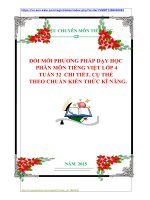 ĐỔI MỚI PHƯƠNG PHÁP DẠY HỌC  PHÂN MÔN TIẾNG VIỆT LỚP 4  TUẦN 32  CHI TIẾT, CỤ THỂ  THEO CHUẨN KIẾN THỨC KĨ NĂNG.
