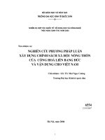 Nghiên cứu phương pháp luận xây dựng chính sách xã hội nông thôn của Cộng hòa Liên bang Đức và vận dụng cho Việt Nam