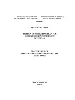 Triple V of marketing plan for Merck Bioscience products in Vietnam