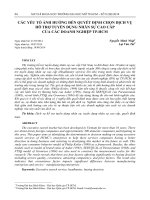Yếu tố ảnh hưởng đến quyết định chọn dịch vụ hỗ trợ tuyển dụng nhân sự cao cấp của các doanh nghiệp TP. Hồ Chí Minh