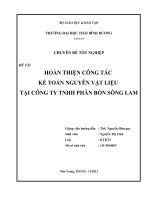 BÀI BÁO CÁO THỰC TẬP-HOÀN THIỆN CÔNG TÁC KẾ TOÁN NGUYÊN VẬT LIỆU TẠI CÔNG TY TNHH PHÂN BÓN SÔNG LAM