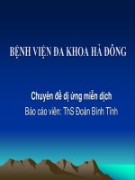 BÀI BÁO CÁO THỰC TẬP BỆNH VIỆN ĐA KHOA HÀ ĐÔNG-Chuyên đề dị ứng miễn dịch