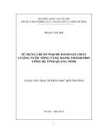 luận văn full sử dụng chỉ số WQI để đánh giá chất lượng nước sông vàng danh, thành phố uông bí, tỉnh quảng ninh