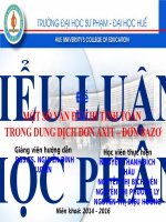 TIỂU LUẬN-MỘT SỐ VẤN ĐỀ KHI TÍNH TOÁN TRONG DUNG DỊCH ĐƠN AXIT – ĐƠN BAZƠ