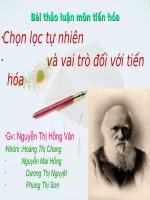 Bài thảo luận môn tiến hóa-CHỌN LỌC TỰ NHIÊN VÀ VAI TRÒ ĐỐI VỚI TIẾN HÓA