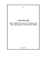 CHUYÊN ĐỀ PHÁT TRIỂN SẢN XUẤT VÀ NÂNG CAO  THU NHẬP CHO CƯ DÂN NÔNG THÔN