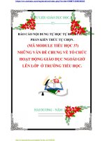BÁO CÁO NỘI DUNG TỰ HỌC TỰ BỒI DƯỠNG PHẦN KIẾN THỨC TỰ CHỌN.   (MÃ MODULE TIỂU HỌC 37) NHỮNG VẤN ĐỀ CHUNG VỀ TỔ CHỨC  HOẠT ĐỘNG GIÁO DỤC NGOÀI GIỜ LÊN LỚP  Ở TRƯỜNG TIỂU HỌC.