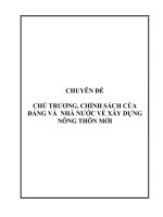 CHUYÊN ĐỀ  CHỦ TRƯƠNG, CHÍNH SÁCH CỦA ĐẢNG VÀ  NHÀ NƯỚC VỀ XÂY DỰNG NÔNG THÔN MỚI