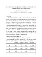 Ảnh hưởng của chất lượng thức ăn thô xanh trong khẩu phần lên năng suất và chất lượng sữa bò