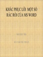KHẮC PHỤC MỘT SỐ RẮC RỐI CỦA MS