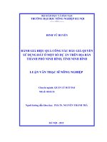 luận văn full đánh giá hiệu quả công tác đấu giá quyền sử dụng đất ở một số dự án trên địa bàn thành phố ninh bình, tỉnh ninh bình