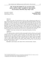 Yếu tố quyết định tỷ lệ an toàn vốn Bằng chứng thực nghiệm từ hệ thống ngân hàng thương mại Việt Nam