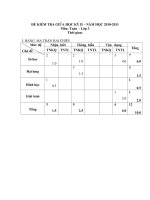 Đề KT giữa kỳ Môn Toán 3