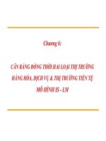 CÂN BẰNG ĐỒNG THỜI HAI LOẠI THỊ TRƯỜNG HÀNG HÓA, DỊCH VỤ &THỊ TRƯỜNG TIỀNTỆHÀNG HÓA, DỊCH VỤ & THỊ TRƯỜNG TIỀN TỆMÔ HÌNH IS - LM