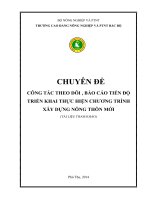 CHUYÊN ĐỀ  CÔNG TÁC THEO DÕI , BÁO CÁO TIẾN ĐỘ TRIỂN KHAI THỰC HIỆN CHƯƠNG TRÌNH XÂY DỰNG NÔNG THÔN MỚI