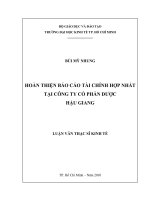 Hoàn thiện báo cáo tài chính hợp nhất tại Công ty cổ phần Dược Hậu Giang  Luận văn thạc sĩ