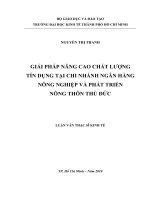 Giải pháp nâng cao chất lượng tín dụng tại chi nhánh ngân hàng nông nghiệp và phát triển nông thôn Thủ Đức  Luận văn thạc sĩ