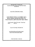 Giải pháp nâng cao hiệu quả hoạt động kinh doanh của Ngân hàng Liên doanh Việt Thái