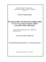 Tín dụng đối với doanh nghiệp nhỏ và vừa tại Ngân hàng TMCP Sài Gòn Công thương  Luận văn thạc sĩ