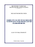 Nghiên cứu các yếu tố tác động đến xu hướng quay về địa phương làm việc của sinh viên Phú Yên