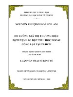 Đo lường giá trị thương hiệu dịch vụ giáo dục tiểu học ngoài công lập tại TP.HCM