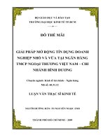 Giải pháp mở rộng tín dụng doanh nghiệp nhỏ và vừa tại ngân hàng TMCP ngoại thương Việt Nam - Chi nhánh Bình Dương