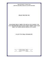 Giải pháp phát triển tín dụng xuất khẩu tại các chi nhánh ngân hàng phát triển Việt Nam khu vực Đồng Bằng Sông Cửu Long