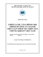 Chiến lược tài chính cho nhóm 20 công ty nghành thủy sản niêm yết trên sàn chứng khoán Việt Nam  Luận văn thạc sĩ