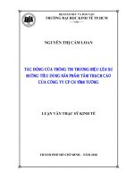 Tác động của thông tin thương hiệu lến xu hướng tiêu dùng sản phẩm tấm thạnh cao của công ty CP CN Vĩnh Tường  Luận văn thạc sĩ