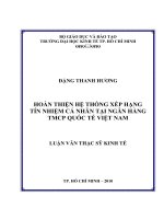 Hoàn thiện hệ thống xếp hạng tín nhiệm cá nhân tại ngân hàng TMCP Quốc tế Việt Nam  Luận văn thạc sĩ