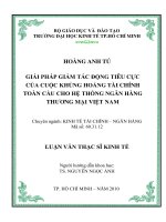 Giải pháp nhằm tác động tiêu cực của cuộc khủng hoảng tài chính toàn cầu cho hệ thống ngân hàng thương mại Việt Nam  Luận văn thạc sĩ